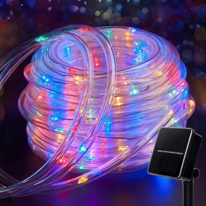 Guirnaldas de luces tubulares de 5M, luces de tubo flexibles, con panel solar luz colorida. Venta al por mayor