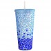 Vaso diseño sirena texturizado con popote, colores variados, venta por mayoreo 6339