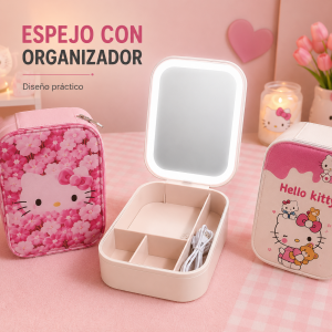 Organizador de maquillaje con espejo y compartimentos por mayoreo