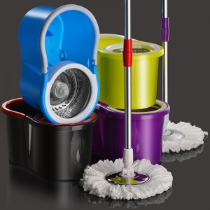 Trapeador giratorio con cubeta de acero inoxidable modelo 6423YB. Incluye cubeta resistente y cabezal de microfibra de alta absorción venta al por mayor 6423HU