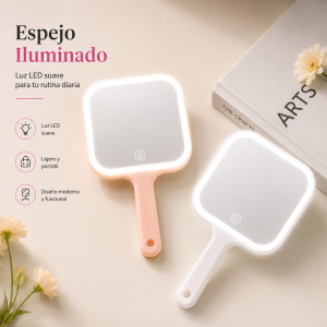 Espejo de Mano con Luz LED