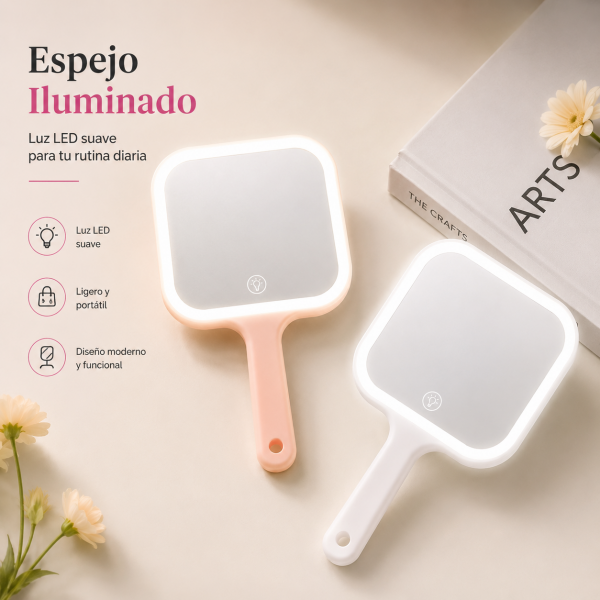 Espejo de Mano con Luz LED