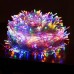 Serie LED de 10 metros con 100 luces multicolor y 4 modos de iluminación. Cable transparente ideal para decoración navideña, fiestas o interiores.