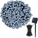 Serie solar blanca de 200 LED con 8 modos de luz. Longitud 20 m, ideal para jardín, terraza o ventana. Carga solar, resistente al agua. Venta al por mayor 6529-24