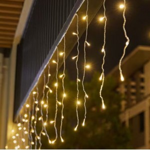 Serie tipo cascada LED de 8 metros con 300 luces cálidas. Con 8 modos de iluminación y conector de extensión. Venta al por mayor 6529-61