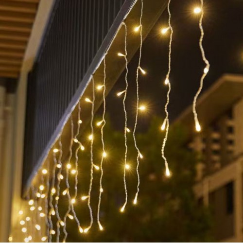 Serie tipo cascada LED de 8 metros con 300 luces cálidas. Con 8 modos de iluminación y conector de extensión. Venta al por mayor 6529-61