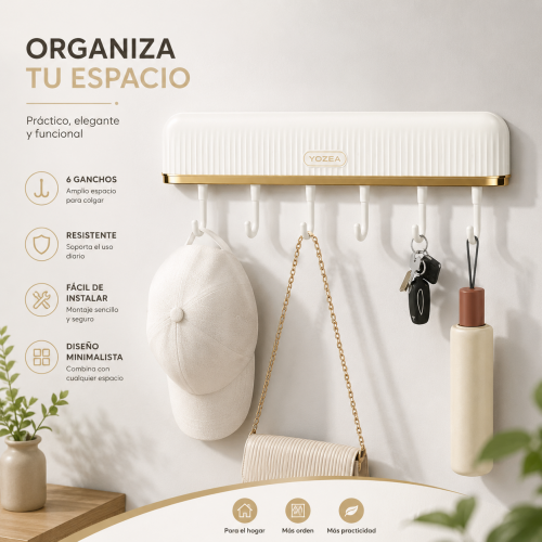 Estante de almacenamiento para pared con seis filas de ganchos multifuncional para el hogar al por mayor