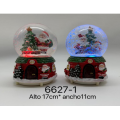 Decoración navideña tipo globo de nieve con luz LED multicolor y música de Navidad. 17*11cm Venta por mayoreo 6627-1