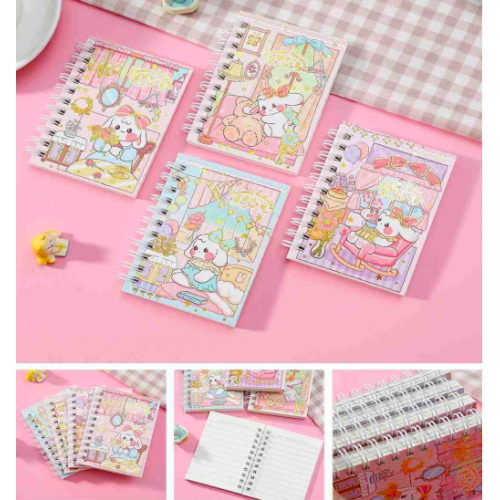 Libreta cuaderno kawaii a rayas con 80 hojas, espiral metálico, tamaño compacto 77x107 mm, diseño surtido – venta por mayoreo
