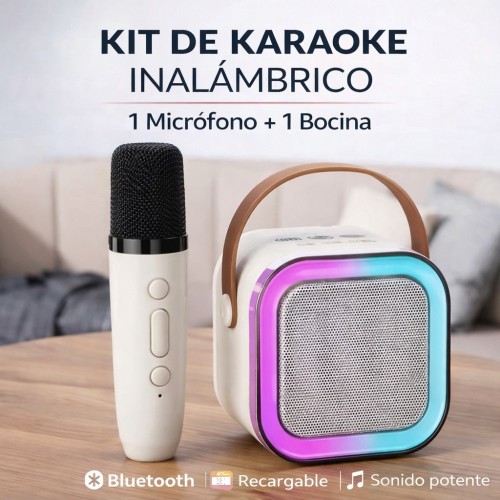 Kit de Karaoke Inalámbrico con Micrófono y Bocina LED por Mayoreo 680518 Kit de Karaoke Inalámbrico con Micrófono y Bocina LED por Mayoreo 680518