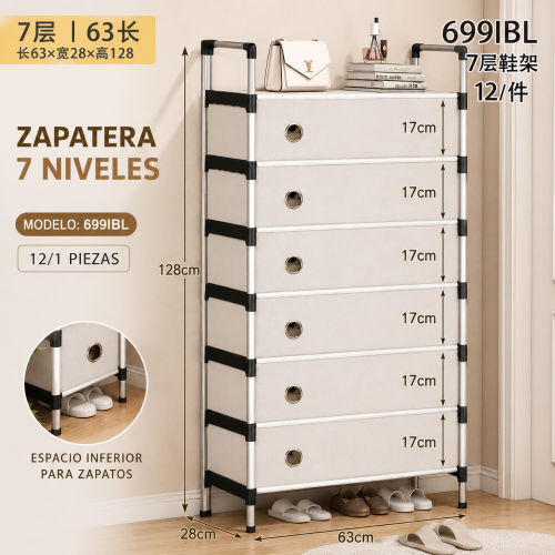 Zapatera de 7 niveles medidas de 63 × 28 × 128 cm, ideal para organizar calzado en el hogar. Venta por mayoreo. Zapatera de 7 niveles medidas de 63 × 28 × 128 cm, ideal para organizar calzado en el hogar. Venta por mayoreo.