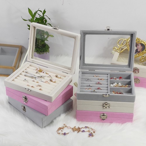 Joyero organizador caja de terciopelo para accesorios (No incluye joyeria) al por mayor 705-2