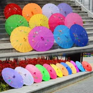 Sombrilla china decorativa de bambú con flores japonesa colores variados para eventos y cosplay venta por mayoreo 7695-1