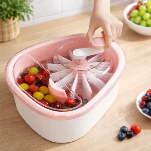 Limpiador giratorio lavadora de frutas y verduras manos libres con cesta de drenaje MAYOREO 788464