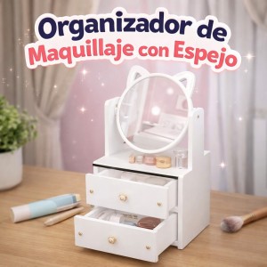 Organizador de Maquillaje con Espejo Tipo Tocador por Mayoreo 80130