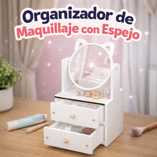 Organizador de Maquillaje con Espejo Tipo Tocador por Mayoreo 80130