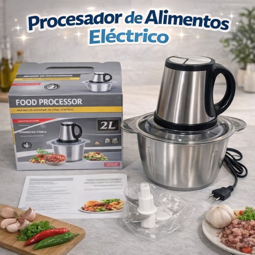 Procesador de Alimentos Eléctrico 2L Acero Inoxidable por Mayoreo 80358 Procesador de Alimentos Eléctrico 2L Acero Inoxidable por Mayoreo 80358