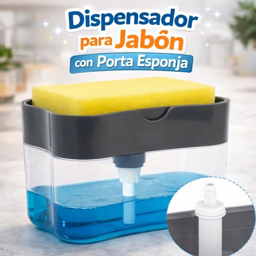 Dispensador de Jabón Líquido con Porta Esponja por Mayoreo 80519