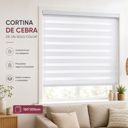 Cortina Cebra Blanca 150 × 200 cm