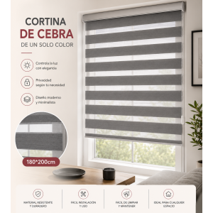 Cortina Cebra de un Solo Color 180 × 200 cm