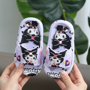 Sandalias moradas Kuromi para niña, diseño kawaii 3D con moño y corazones tallas 30-35, cómodas y ligeras 81400