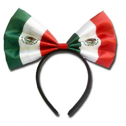 Diadema con moño tricolor de la bandera de México, accesorio patrio para fiestas y celebraciones, venta al por mayor 