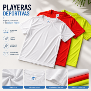 Camiseta deportiva de manga corta por mayoreo PRECIO POR PAQ DE 10PZS