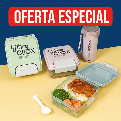 Lunch box Set lonchera hermética y vaso tipo termo (800ml+500ml) al por mayor 8556