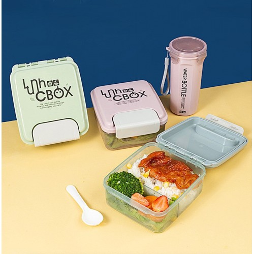 Lunch box lonchera hermética y vaso tipo termo (800ml+500ml) al por mayor 8556
