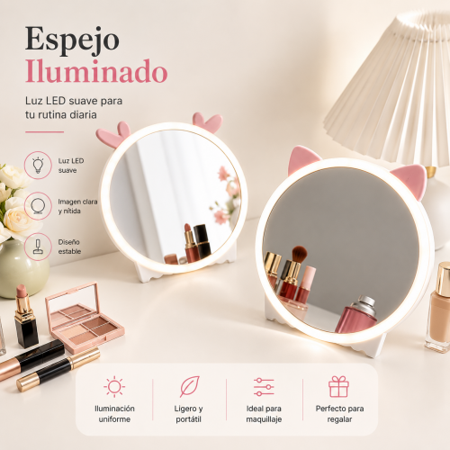 Espejo de Mesa con Orejas Decorativas