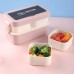 Lonchera rectangular de doble nivel con capacidad de 1400 ml Ideal para lunch, oficina o escuela, colores surtidos: verde, azul y rosa 8808