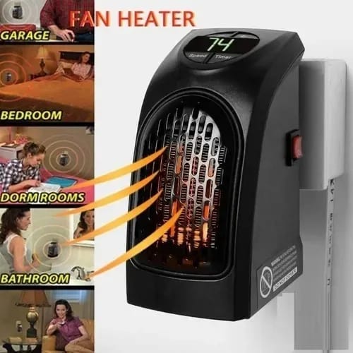 Mini calefactor eléctrico portátil con display digital, termostato ajustable y temporizador, proporcionando calor rápido para el hogar. Venta por mayoreo 1846
