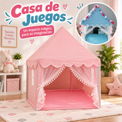 Casa de juegos infantil con cortinas ligeras, ideal para crear un espacio de juego. (No incluye juguetes, ni decoración) Venta por mayoreo 