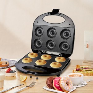 Máquina eléctrica para preparar 6 mini donas al instante para fácil desmolde y limpieza, ideal para uso doméstico o negocios pequeños. Venta por mayoreo 882589