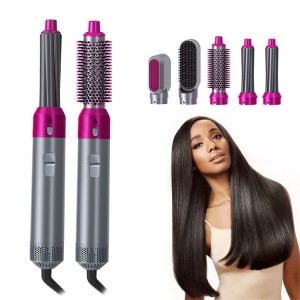 Peine de aire caliente 5 en 1 Cepillo secador de pelo Peine alisador y rizador automático Peine para peinar el cabello Secador de pelo por mayoreo 34142-56