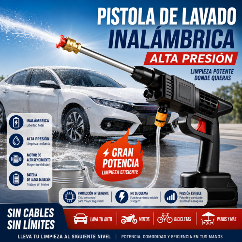 Hidrolavadora eléctrica portátil y inalámbrica de 1 pila. Venta por mayoreo
