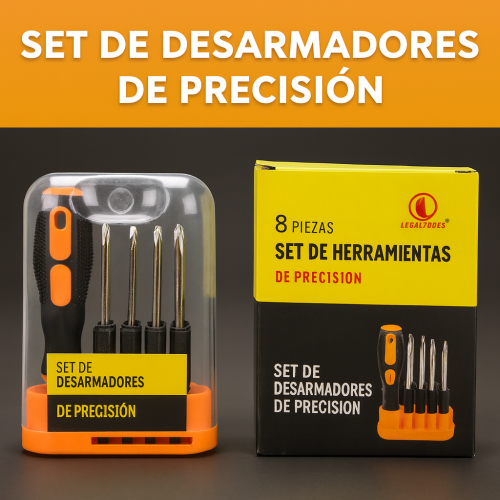 Set de desarmadores de precisión con 8 piezas intercambiables, ideal para reparaciones de relojes, electrónicos, lentes, celulares y otros trabajos de detalle venta al por mayor 882947