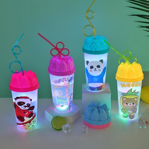 Vaso con popote de 600ml con luz de dibujos animados 882957