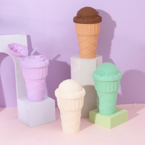 Vaso con popote de cono de helado 500ml 883001