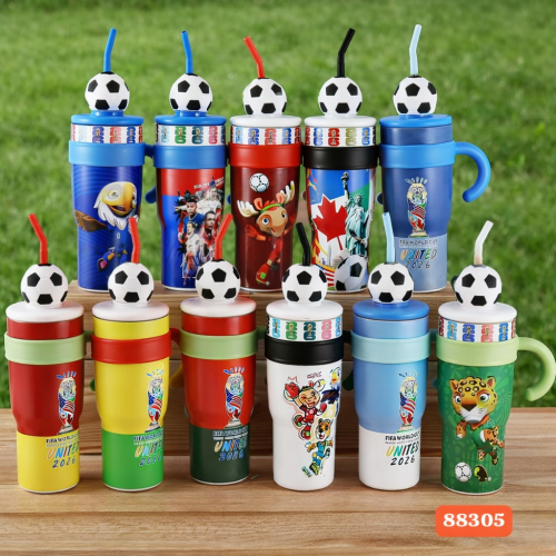 Vaso Mundialista con Popote y Balón Decorativo por Mayoreo – Código 88305