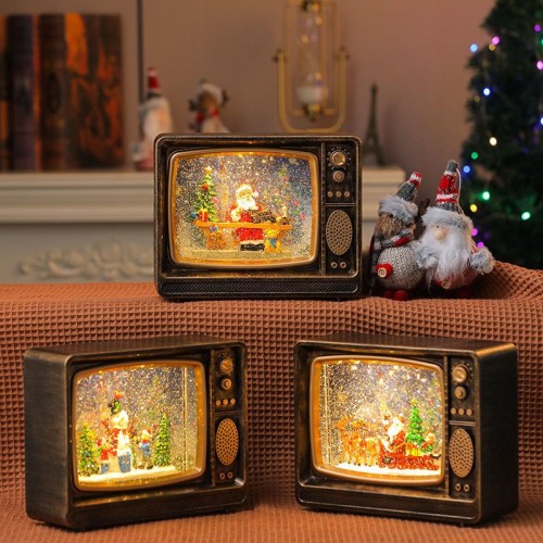 Caja musical navideño en forma de TV con luz de santa Claus 883091 