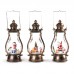 Farol navideño estilo linterna antigua con figuras navideñas y nieve simulada. Luz LED cálida. Venta por mayoreo 883097