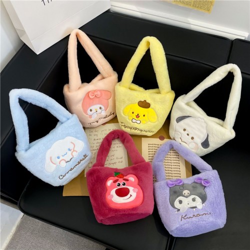 Bolsa de peluche kawaii con personajes tiernos tipo caricatura para niña o regalo, varios colores y diseños, venta al por mayor 883131