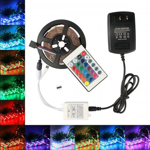 Tira de luces LED RGB de 5 metros con control remoto incluido. Perfecta para decorar habitaciones, salas, fiestas y espacios creativos venta al por mayor 883233