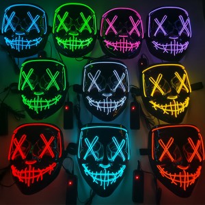 Máscara estilo purga con luces LED neón, colores brillantes. para Halloween, fiestas, festivales, raves y disfrace W-RWSY2536