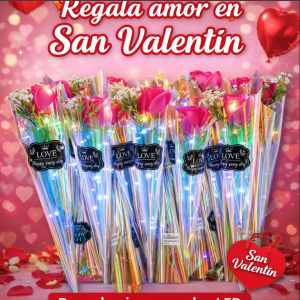 Rosa individual de jabón con luz LED, ideal para regalos económicos y venta por mayoreo. Mod 3399