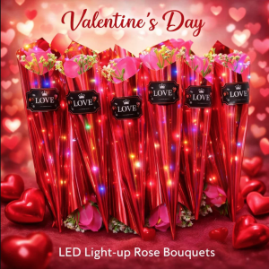 Rosa individual de jabón aromático con luz LED con acabado metálico. Ideal como detalle romántico y regalo para San Valentín. Venta al por mayor