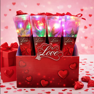 Rosa individual de jabón con luz LED, ideal como detalle romántico y regalo especial para San Valentín. Venta al por mayor 3402