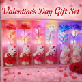 Flor decorativa de papel holográfico con iluminación LED integrada y osito tierno. Ideal como regalo romántico para San Valentín, aniversarios, cumpleaños o detalles. Venta por mayoreo 3421