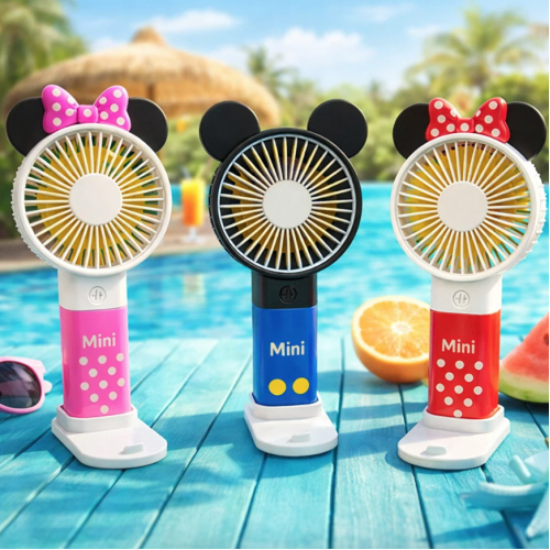 Mini ventilador portatil Micky y Mimi para exteriores con carga usb, venta por mayoreo 883429